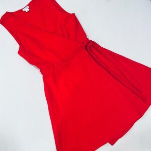 ~ J. by J.Crew XS Wrap Dress Midi True Red Sleeveless Tie Waist A-line V-neck